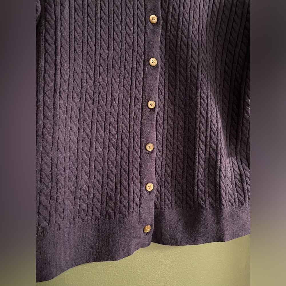 NWT cable knit cardigan Old Navy SoSoft Dark Blue Sweater braided twist cropped - Picture 11 of 14